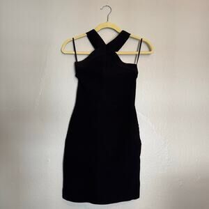 Aritzia Babaton Black Ribbed Bodycon Mini Dress